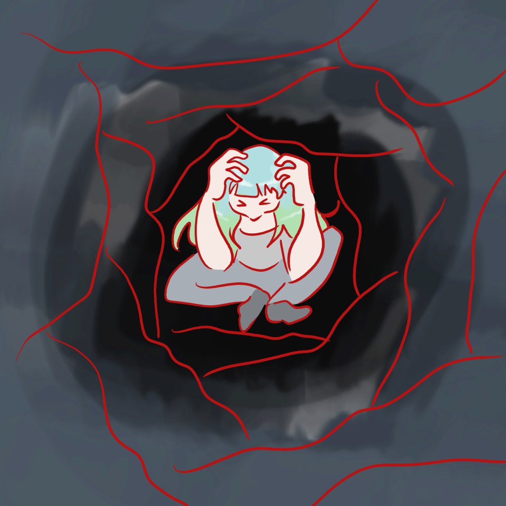 Decorative image of me in a dark, oppressive place