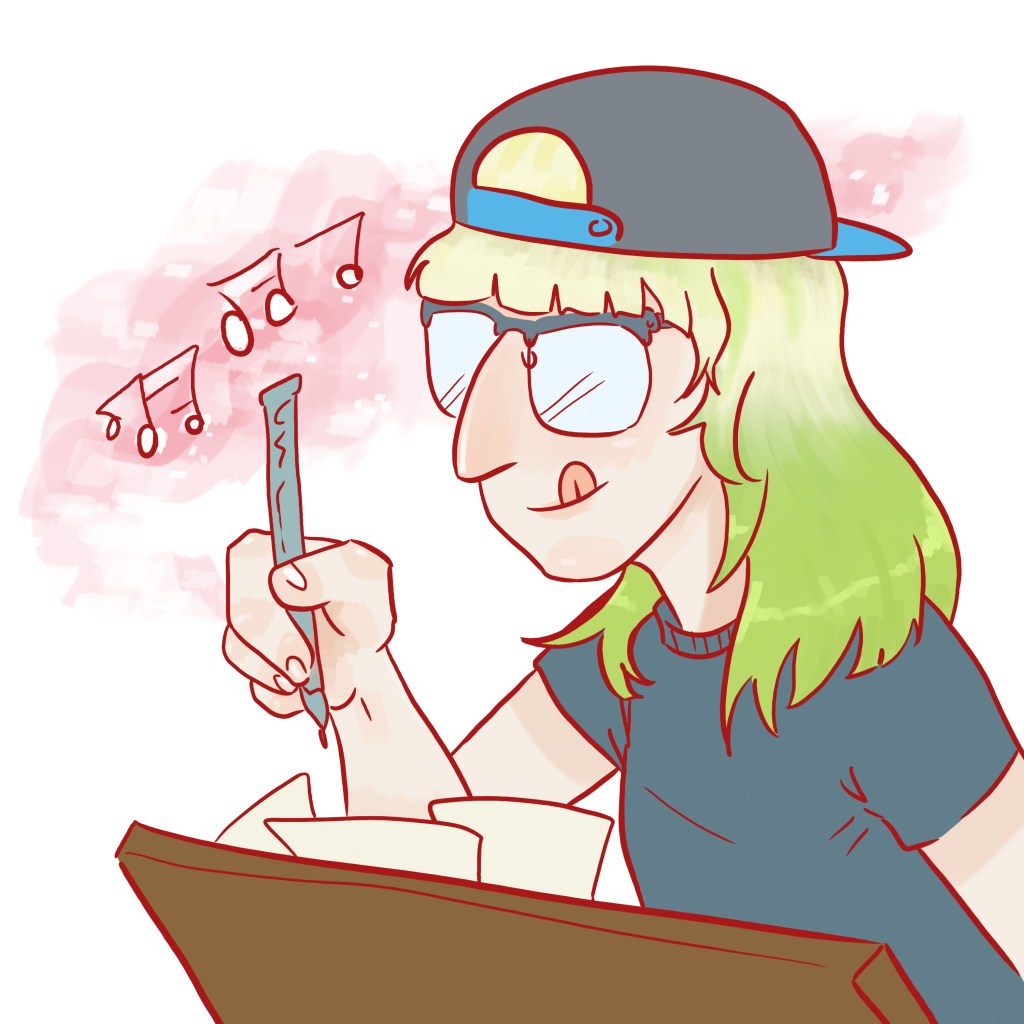 Drawing of me writing a song